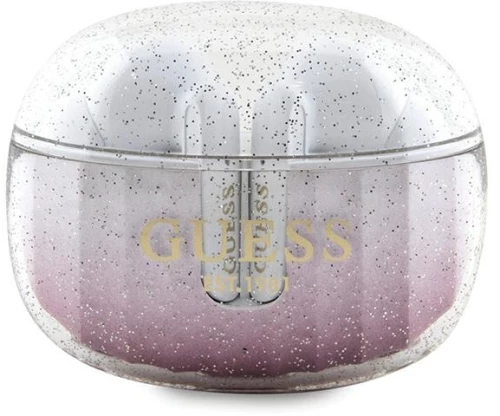 Guess Glitter Gradient TWS Bluetooth headphones + docking station - pink