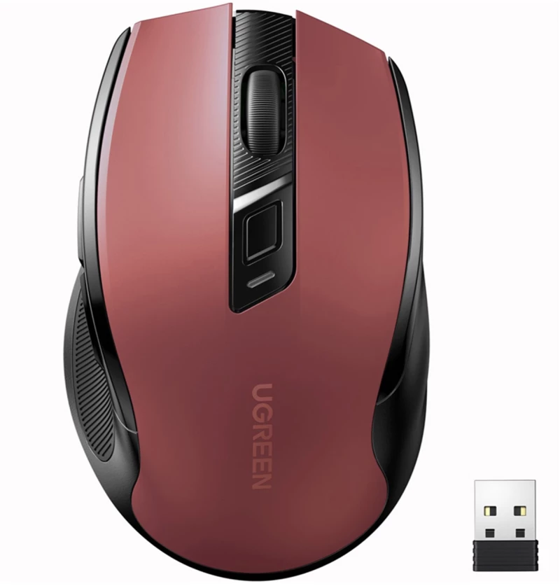 Ugreen MU006 wireless optical mouse USB 2.4GHz / Bluetooth 5.0 4000 DPI - red