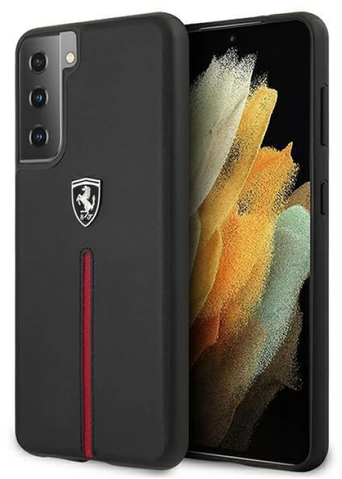 Ferrari FEOSIHCS21MBK S21+ G996 black hardcase Off Track Leather Nylon Stripe