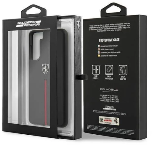 Ferrari FEOSIHCS21MBK S21+ G996 black hardcase Off Track Leather Nylon Stripe