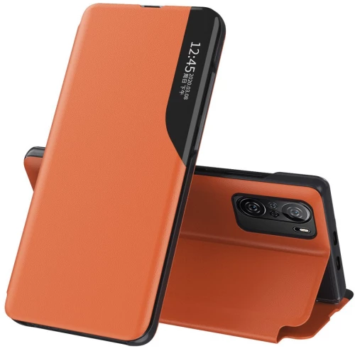 Eco Leather View Case elegant bookcase type case with kickstand for Xiaomi Redmi K40 Pro+ / K40 Pro / K40 / Poco F3 orange