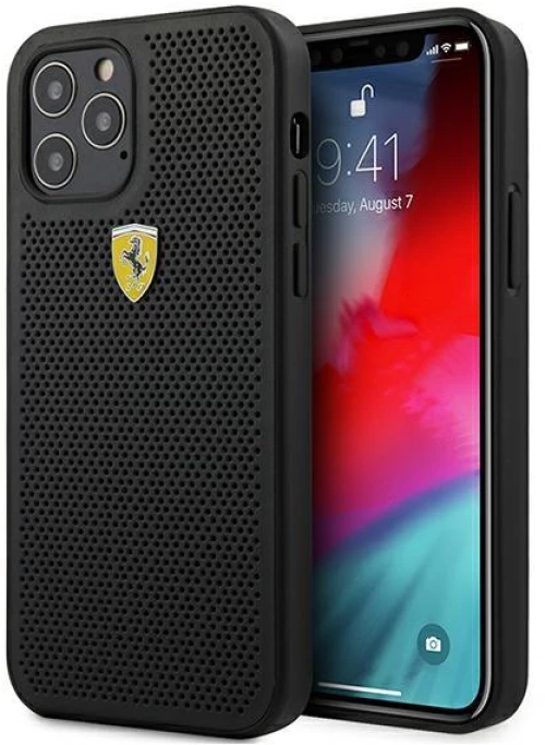 Ferrari FESPEHCP12MBK iPhone 12/12 Pro 6,1" black hardcase On Track Perforated