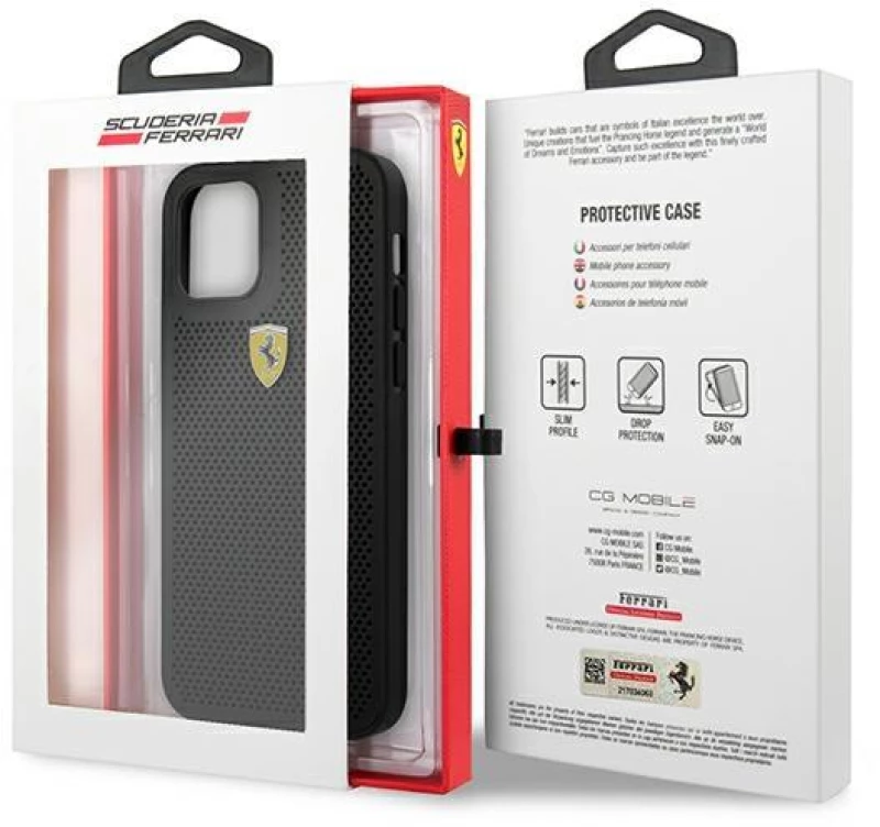 Ferrari FESPEHCP12MBK iPhone 12/12 Pro 6,1" black hardcase On Track Perforated