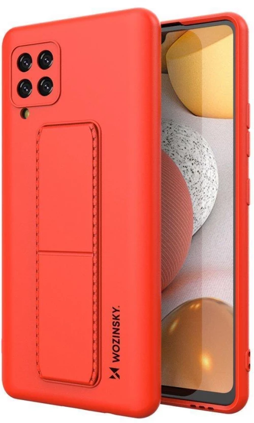 Wozinsky Kickstand Case Silicone Stand Cover for Samsung Galaxy A42 5G Red