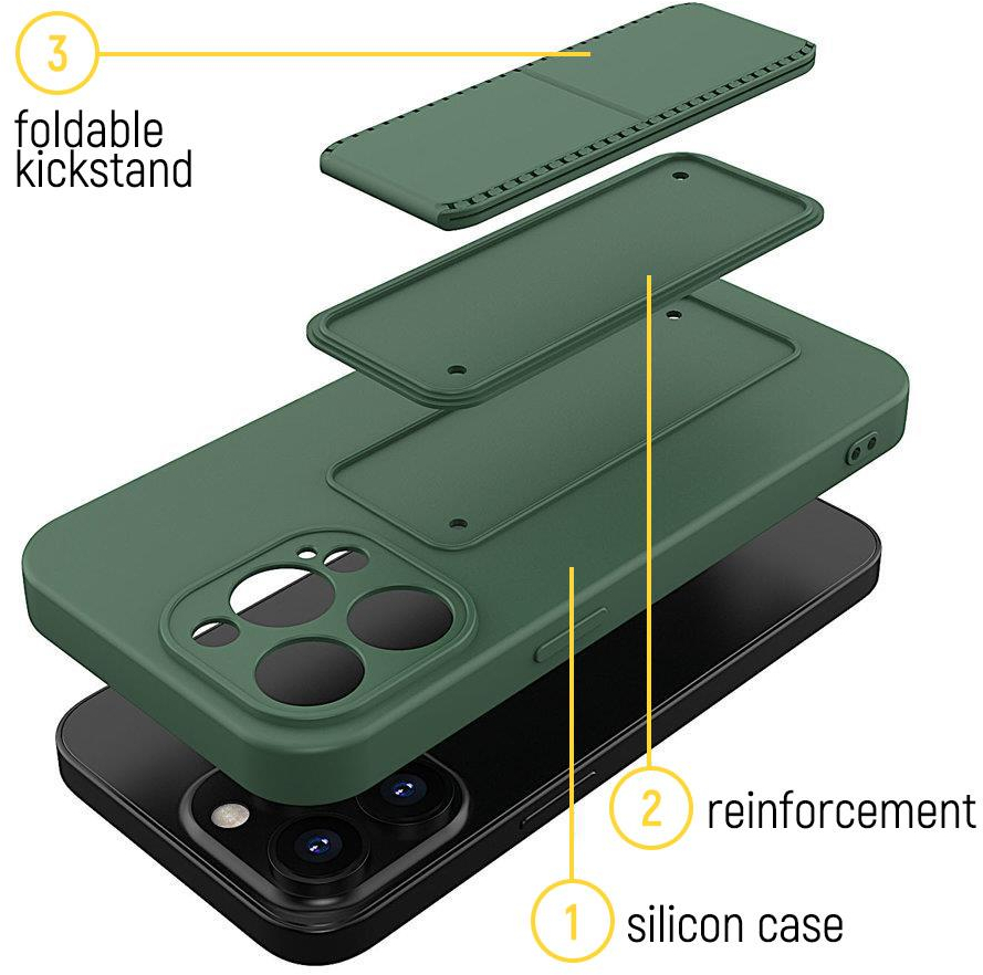 Wozinsky Kickstand Case Silicone Stand Cover Cover for Xiaomi Redmi 10X 4G / Xiaomi Redmi Note 9 Black
