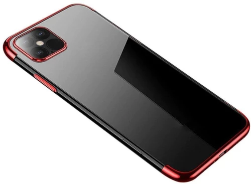 Clear Color Case Gel TPU Electroplating frame Cover for Samsung Galaxy S21 Ultra 5G red