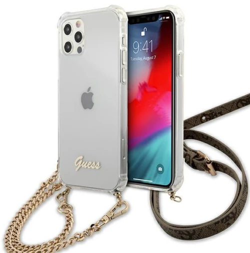 Guess GUHCP12MKC4GSGO iPhone 12/12 Pro 6.1 Transparent hardcase 4G Gold Chain