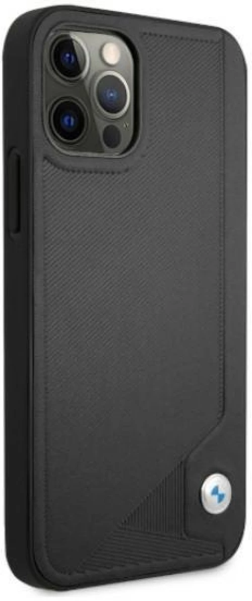 Case BMW BMHCP12LRCDPK iPhone 12 Pro Max 6.7 black / black hardcase Leather Deboss