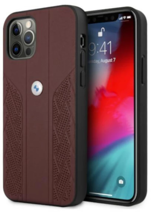 Case BMW BMHCP12MRSPPR iPhone 12/12 Pro 6.1 red / red hardcase Leather Curve Perforate