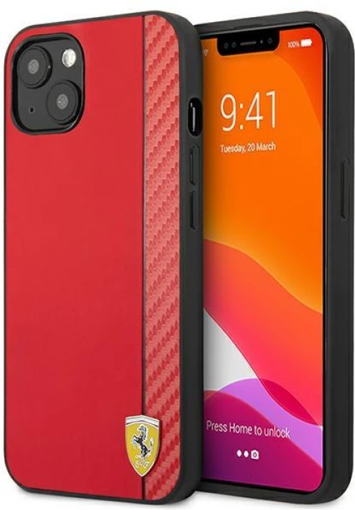 Ferrari FESAXHCP13SRE iPhone 13 mini 5,4 red / red hardcase On Track Carbon Stripe