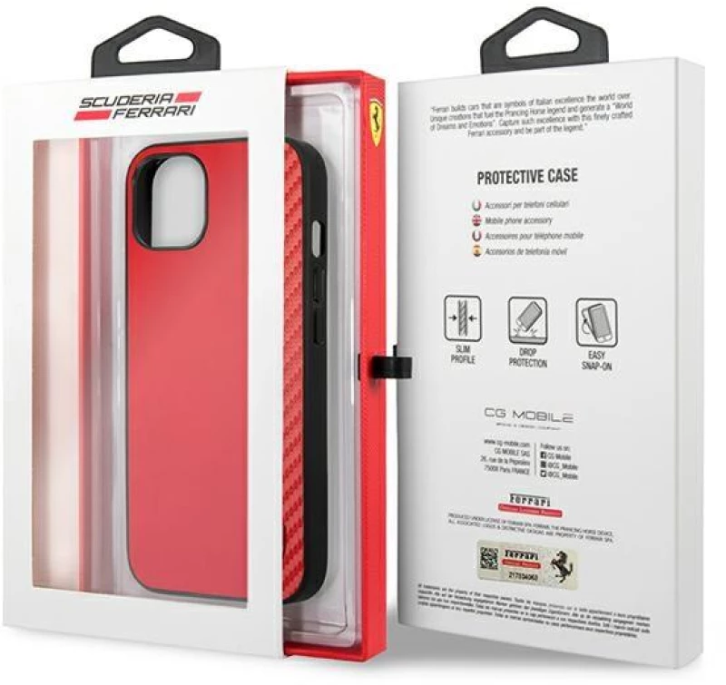 Ferrari FESAXHCP13SRE iPhone 13 mini 5,4 red / red hardcase On Track Carbon Stripe