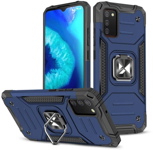 Wozinsky Ring Armor tough hybrid case cover + magnetic holder for Samsung Galaxy A03s blue
