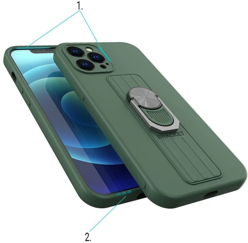 Ring Case silicone case with finger grip and base for Samsung Galaxy S22 + (S22 Plus) pink