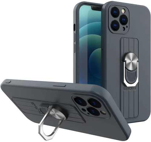 Ring Case silicone case with a finger grip and base for Samsung Galaxy S21 FE blue