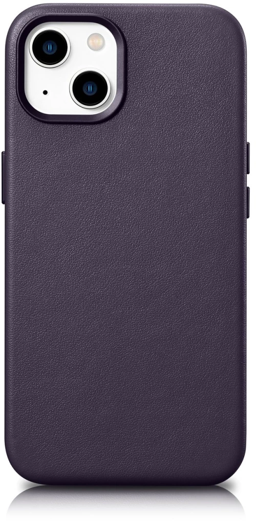 iCarer Case Leather Cover Case for iPhone 14 Dark Purple (WMI14220705-DP) (MagSafe Compatible)