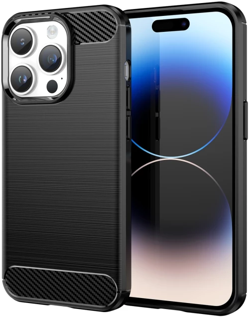 Carbon Case iPhone 14 Pro flexible gel back cover black