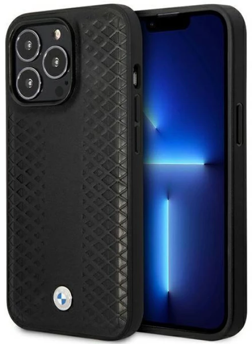 Case BMW BMHMP14X22RFGK iPhone 14 Pro Max 6.7" black/black Leather Diamond Pattern MagSafe