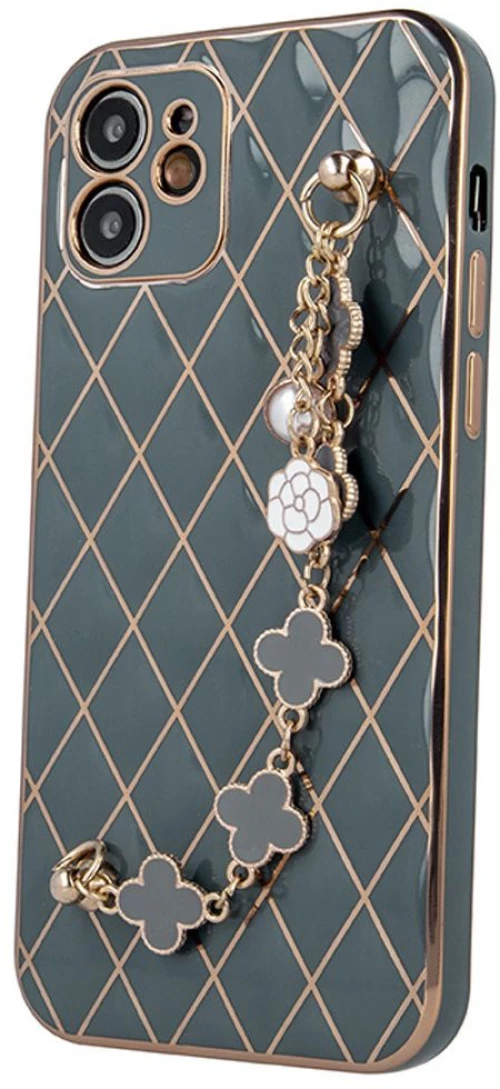 Glamour Quilted Case Θήκη TPU με Διακοσμητική Αλυσίδα - Green (iPhone 12)