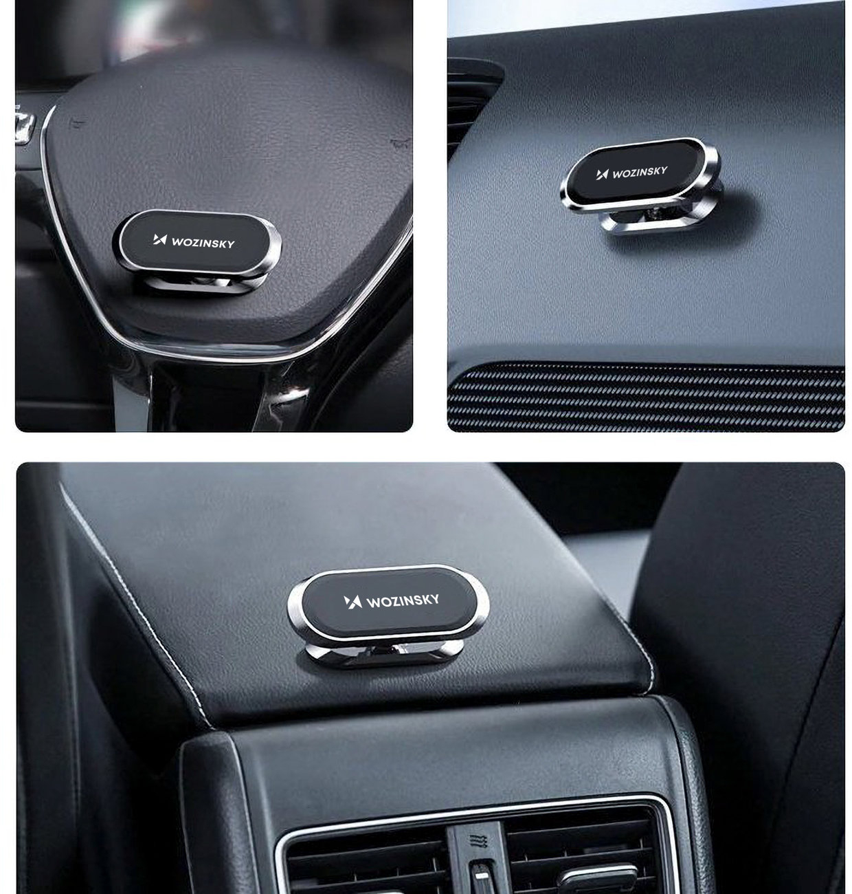 Wozinsky Self-adhesive Magnetic 360 Car Dashboard Mount Silver (WMH-06)