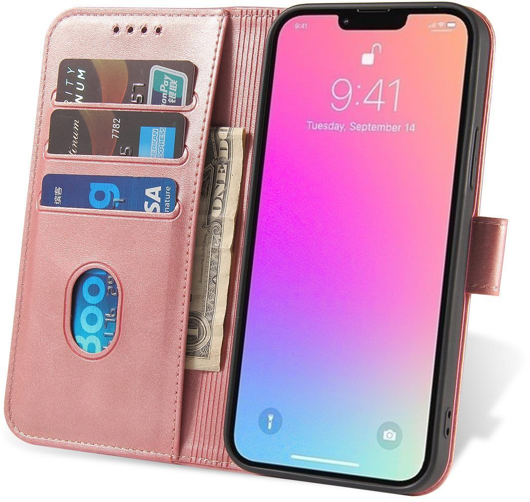 Magnet Case Cover for Xiaomi Redmi Note 12 5G / Poco X5 5G Cover Flip Wallet Stand Pink