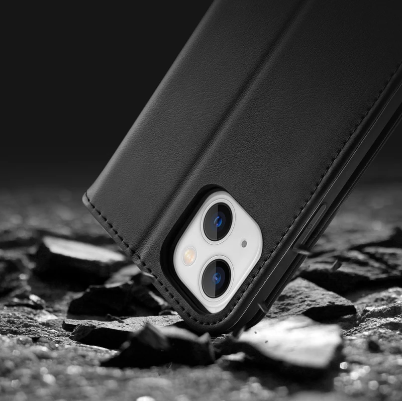 Dux Ducis Hivo iPhone 15 Plus RFID Blocking Wallet Case - Black