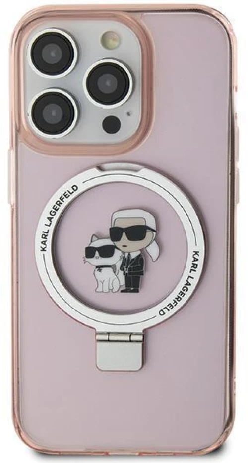 Karl Lagerfeld Ring Stand Karl&Choupette MagSafe case for iPhone 15 Plus - pink