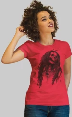 Skull Bob Marley w T-shirt - RED