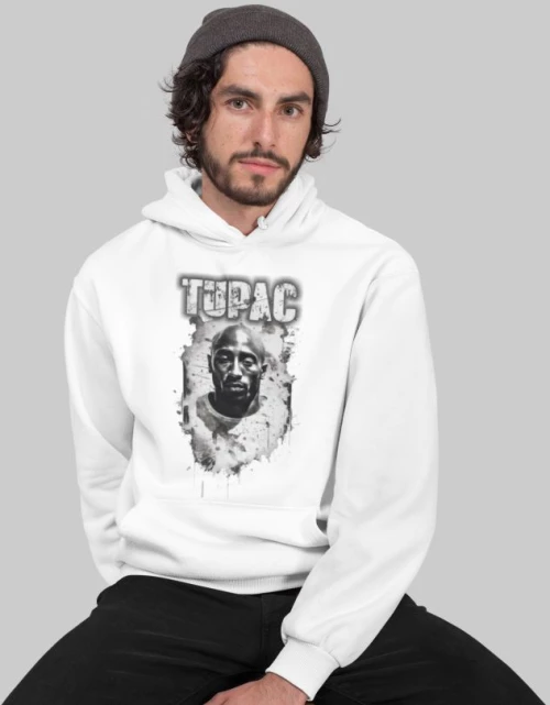2pac φούτερ με κουκούλα - WHITE
