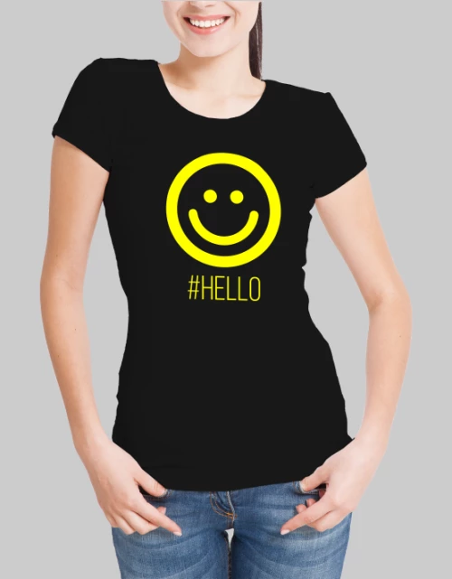 Hello woman t-shirt - BLACK