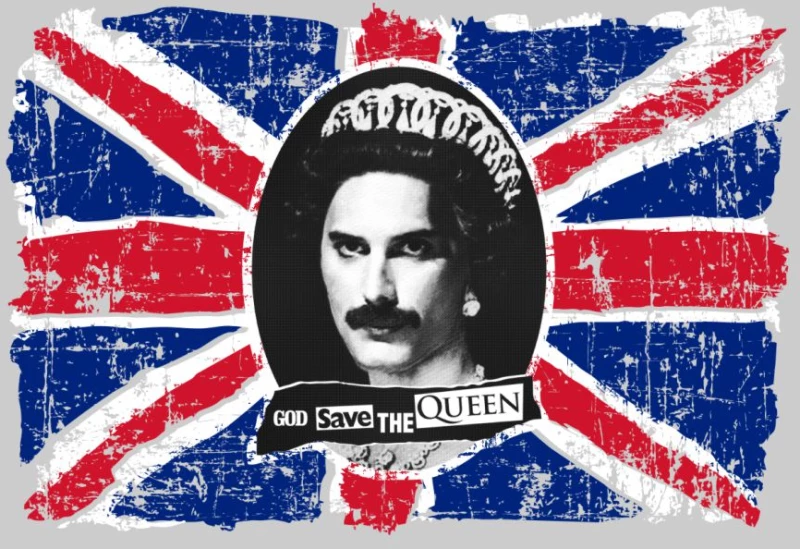 Freddie Mercury God Save The Queen μακρυμάνικο w T-Shirt - BLACK