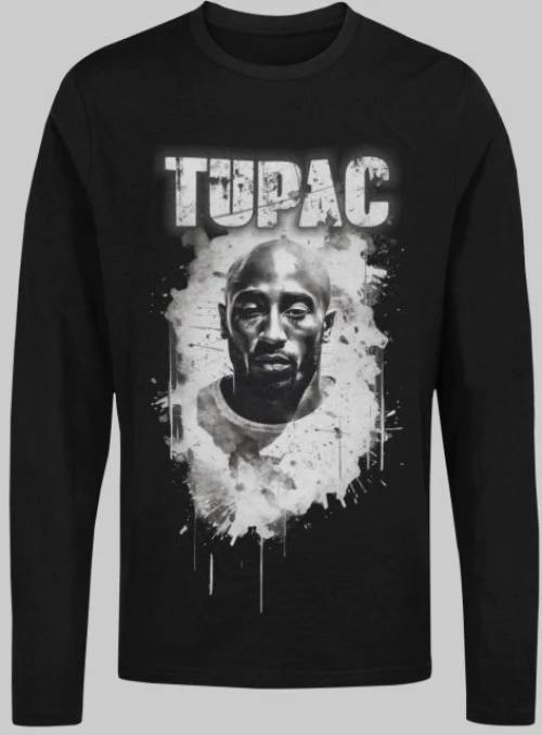 2pac μακρυμάνικο t-shirt - BLACK