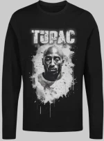 2pac μακρυμάνικο t-shirt - BLACK