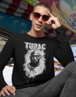 2pac μακρυμάνικο t-shirt - BLACK