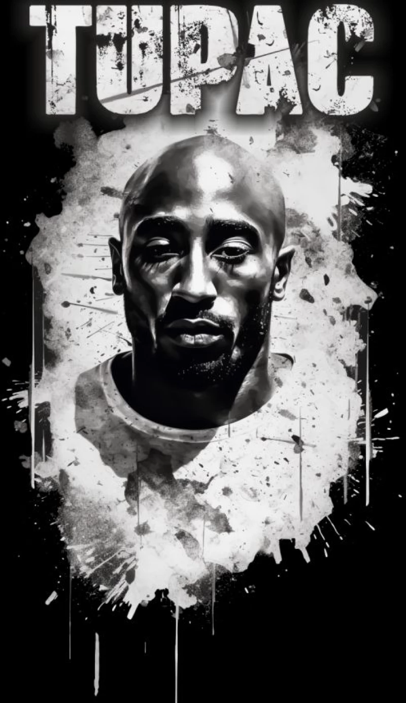 2pac μακρυμάνικο t-shirt - BLACK