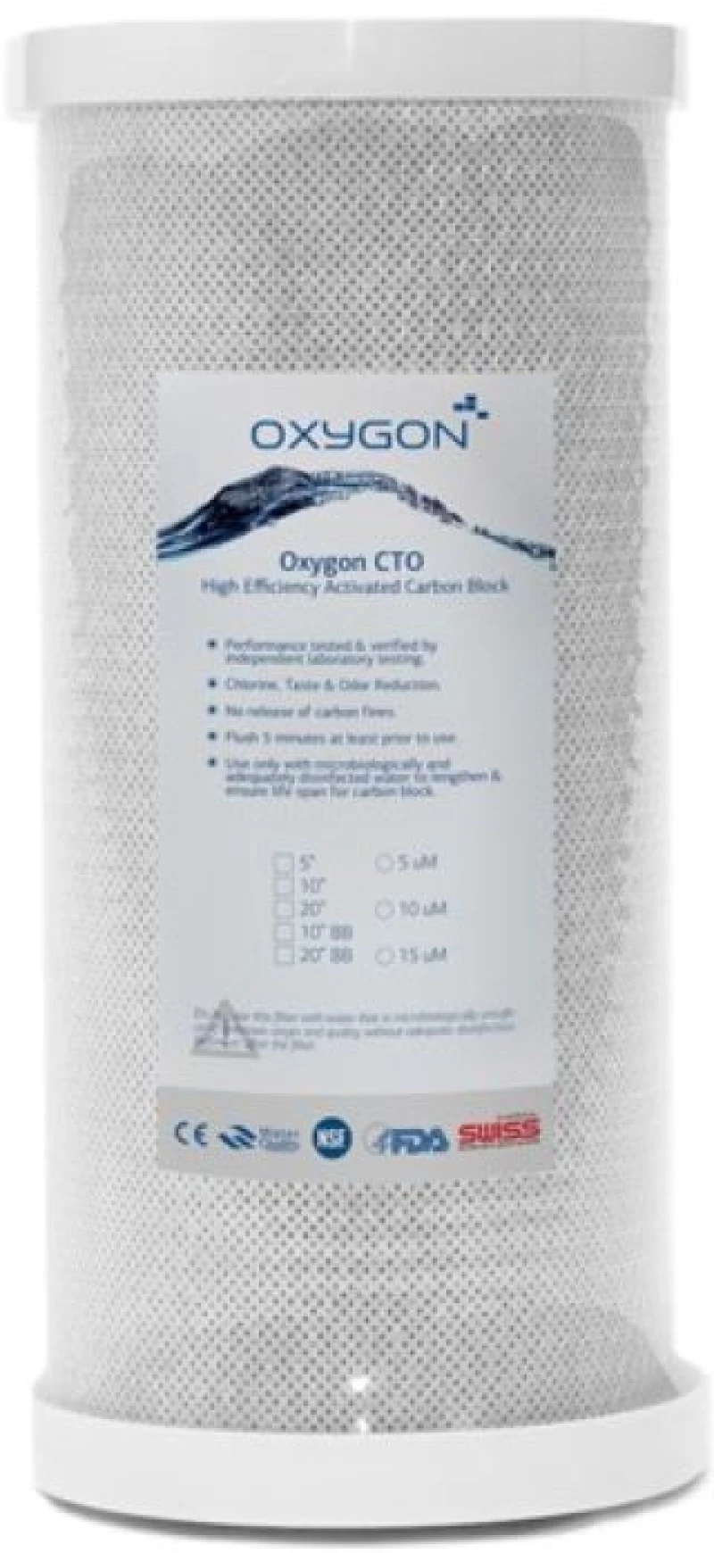 Ανταλλακτικό φίλτρο ενεργού άνθρακα Oxygon CTO 20''x4.5'' 5μm