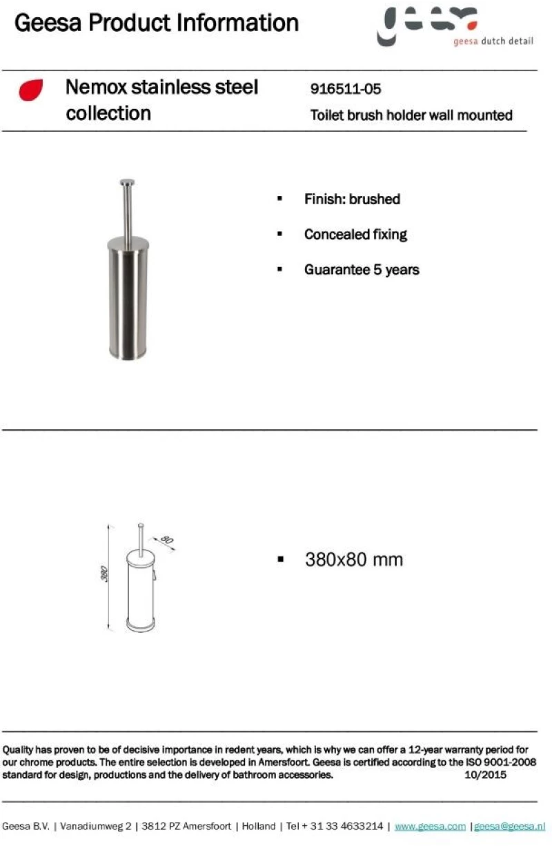 Πιγκάλ Επίτοιχο Geesa Nemox Inox (6511-110)