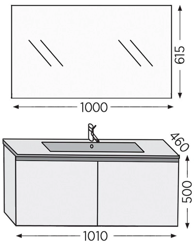 Έπιπλο Μπάνιου Furnibath Madrid 100C Royal Grey Βάση,Νιπτήρας,Καθρέφτης(5MD100CGR)