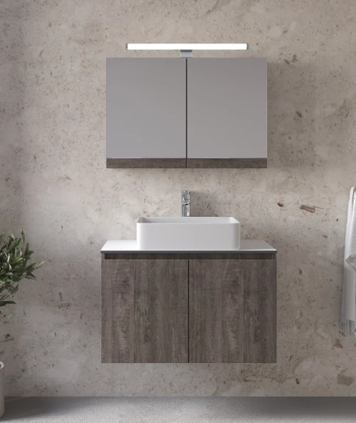 Έπιπλο Μπάνιου Furnibath Madrid 80TA Royal Grey Βάση,Νιπτήρας,Καθρέφτης-Κρυφοντούλαπο (5MDCT80AGR)