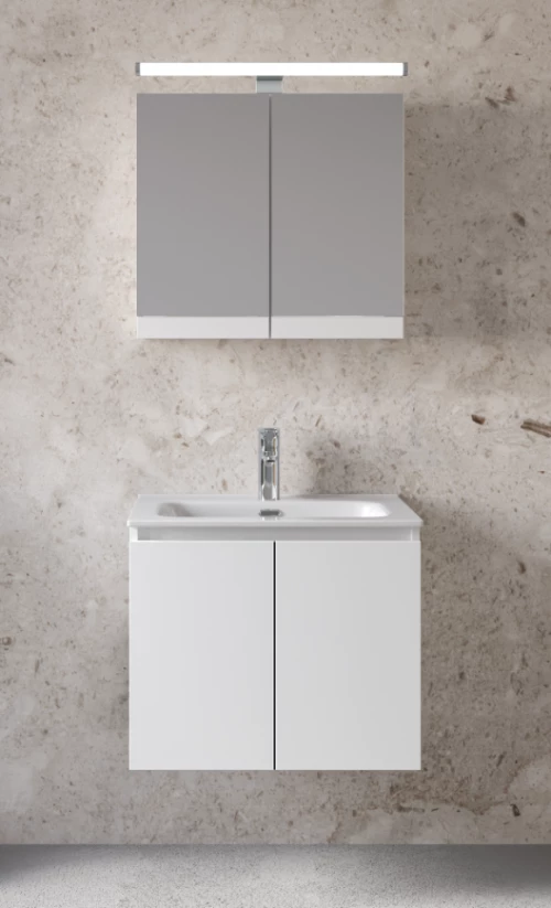 Έπιπλο Μπάνιου Furnibath Madrid 60A Royal White Βάση,Νιπτήρας,Καθρέφτης-Κρυφοντούλαπο (5MD60AWH)