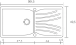 Νεροχύτης Συνθετικός Γρανίτης Sanitec Classic  324 (100X50) Επικαθήμενος Αντιστρεφόμενος 16_METALLIC COFFEE