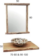 Έπιπλο Μπάνιου Flinstone 90-100cm Πάγκος Μασίφ Δρυς & Καθρέπτης
