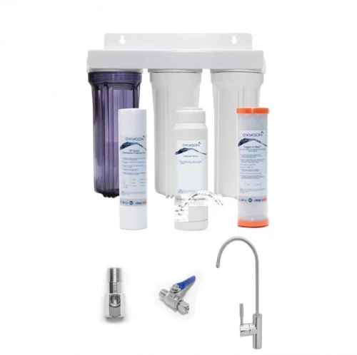 Oxygon Soft  Φίλτρανση & αποσκλήρυνση νερού  3σταδίων 10"x2,5" X-Clear 0,5μm & OxygonPP-5μm & Oxygon Ρητίνη 5μm WPC-PN000002-41 Φίλτρο με βρυσάκι Premium