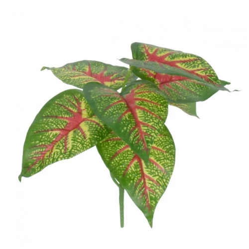 CALADIUM 78218 Τεχνητό Φυτό Καλάδιο - Μπουκέτο Διακοσμητικών Φυτών - Κλαδιών με Φύλλωμα Πράσινο - Κίτρινο - Κόκκινο Υ23cm Globos 78218 Πράσινο