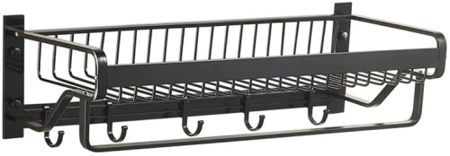 HOME USE κρεμάστρα με ράφι HUH-0164   μεταλλική 57x22x13cm  μαύρη