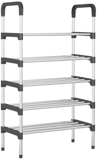 HOME USE παπουτσοθήκη HUH-0181  5 ράφια  60x30x95cm  μαύρη-ασημί