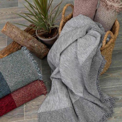 Ριχτάρι Σενίλ Τριθέσιο Square Γκρι 180 x 300 cm