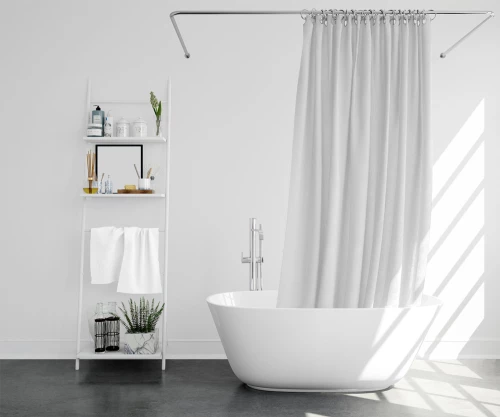 Κουρτίνα Μπάνιου (180X200) Classic Λευκή - MCDECOR - 180X180, 180X200