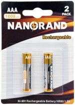 Μπαταρία NANORAND Ni-Mh επαναφορτιζόμενη ΑΑΑ 1,2V 1000mAh 2Τεμάχια