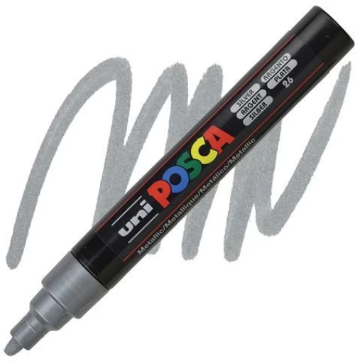 Μαρκαδόρος Ανεξίτηλος Uni Posca Pc-5m Ασημί 26