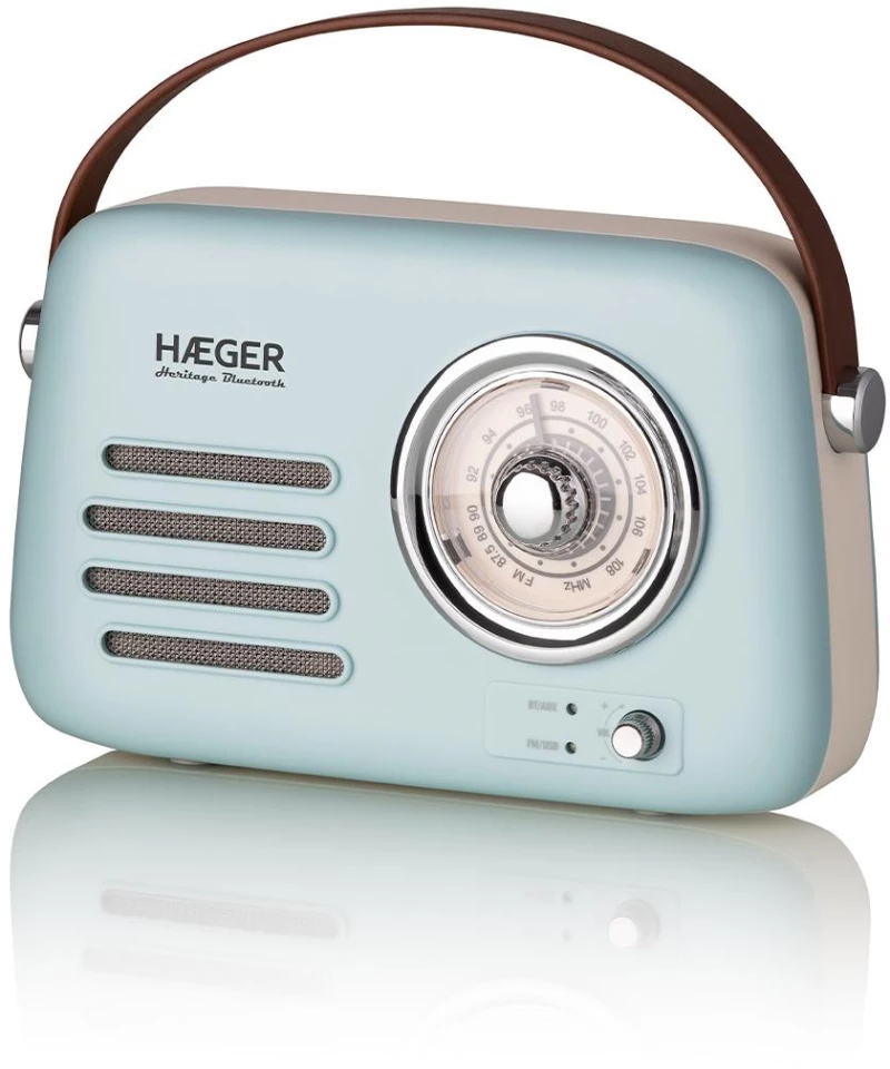 Haeger RB-BLU.002A Retro Bluetooth Vintage FM Radio with Bluetooth Speaker Blue